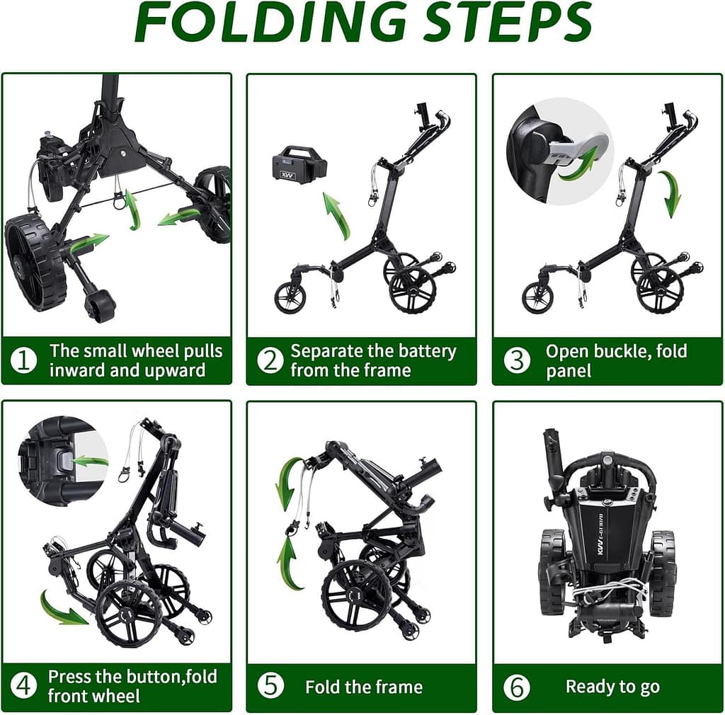 KVV Electric Golf Push Cart with Remote Control folding steps