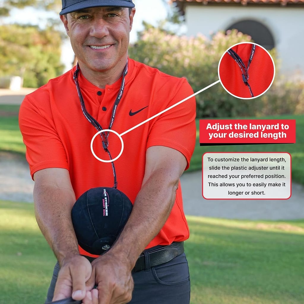 Tour Striker Smart Ball Golf Training Aid adjusting the lamyerd