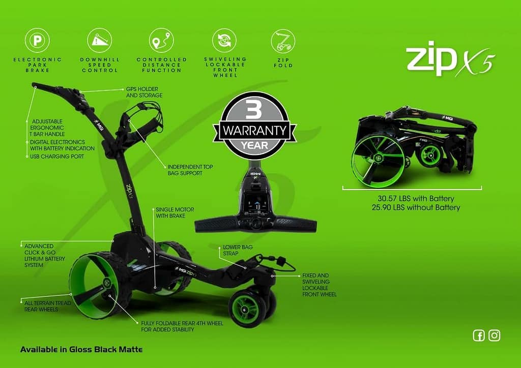 MGI Zip X5 Electric Golf Cart specs